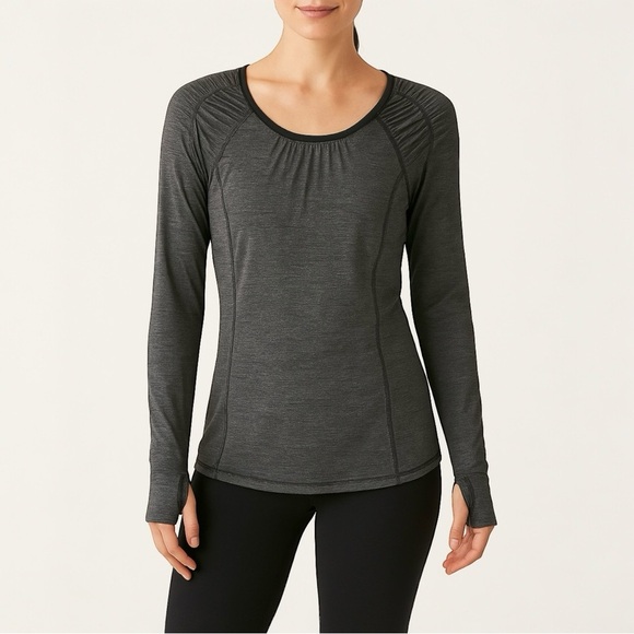 lululemon athletica Tops - LULULEMON Ruched and Ruffle Long Sleeve Workout Top